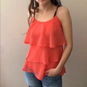 Ruffled coral pink top